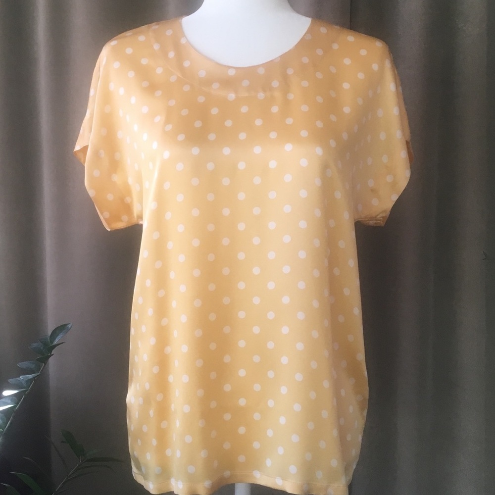 Escada Silk Polka Dot Short Sleeve Blouse